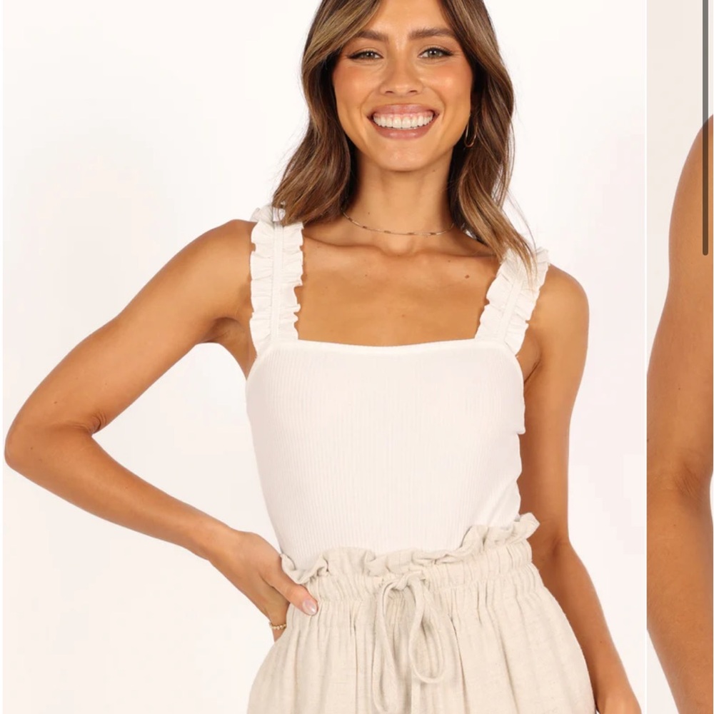 White ruffle tank bodysuit